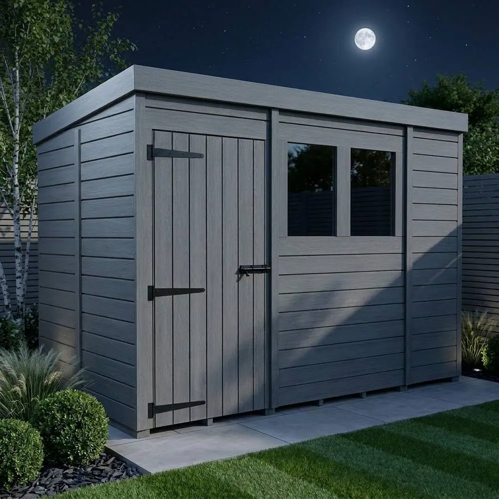 Buttercup Farm 5ft x 9ft Composite Pent Garden Shed Single Door With Windows - Grey 3