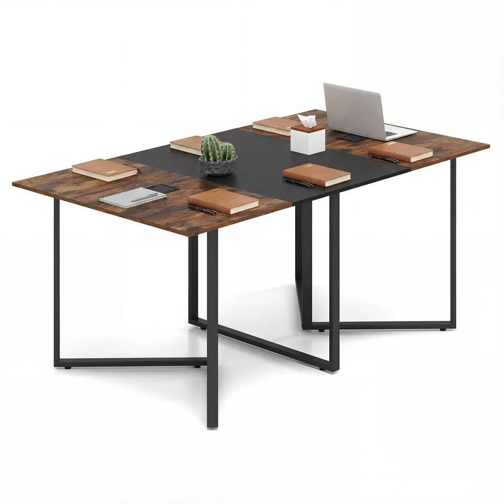Costway 180 CM Conference Table Large Meeting Table for 6-8 People Black in Brown