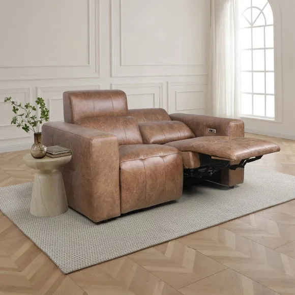 Akari Quilted Faux Leather Power Recliner 2 Seater Sofa 3
