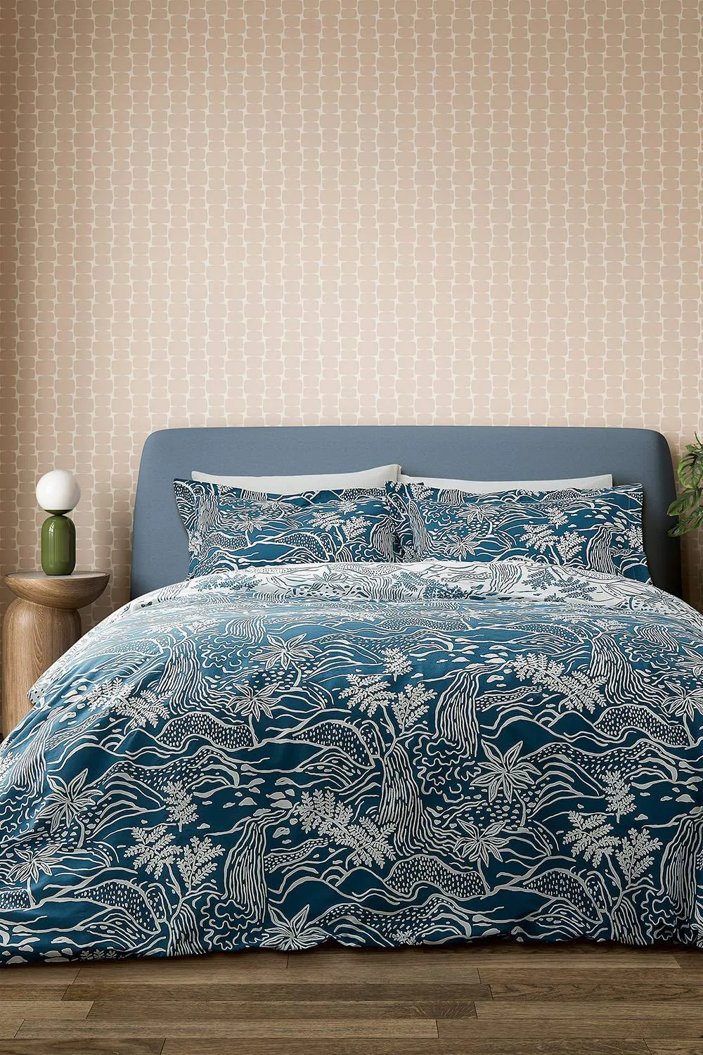 Scion 'Falling Foss' Cotton Duvet Cover Set in Blue