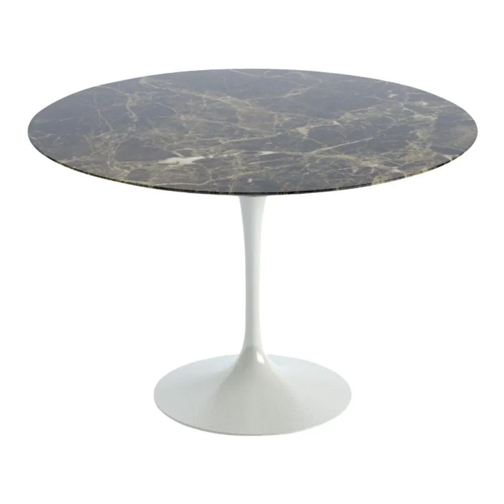Knoll Saarinen Dining Table with White Base in Brown Emperador 107cm 3