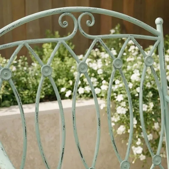 Charles Bentley Wrought Iron Sage Green Double Seat 3