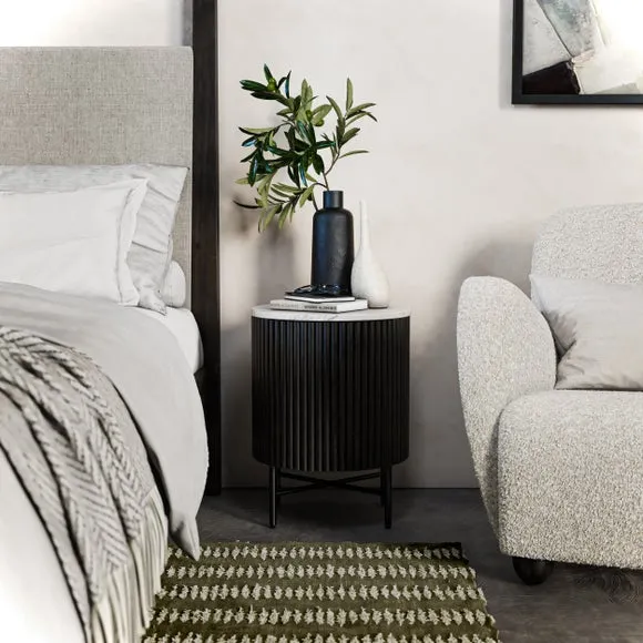 Kiera Bedside Table, Mango Wood & Real Marble