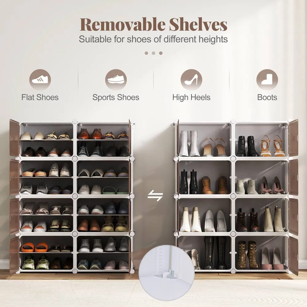 Costway Shoe Rack 8 Tier Shoe Storage Cabinet with Removable Shelves in White 3