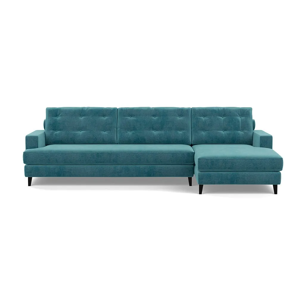 Heal's Mistral Right Hand Facing Corner Sofa Smart Luxe Velvet Airforce Blue Black 1
