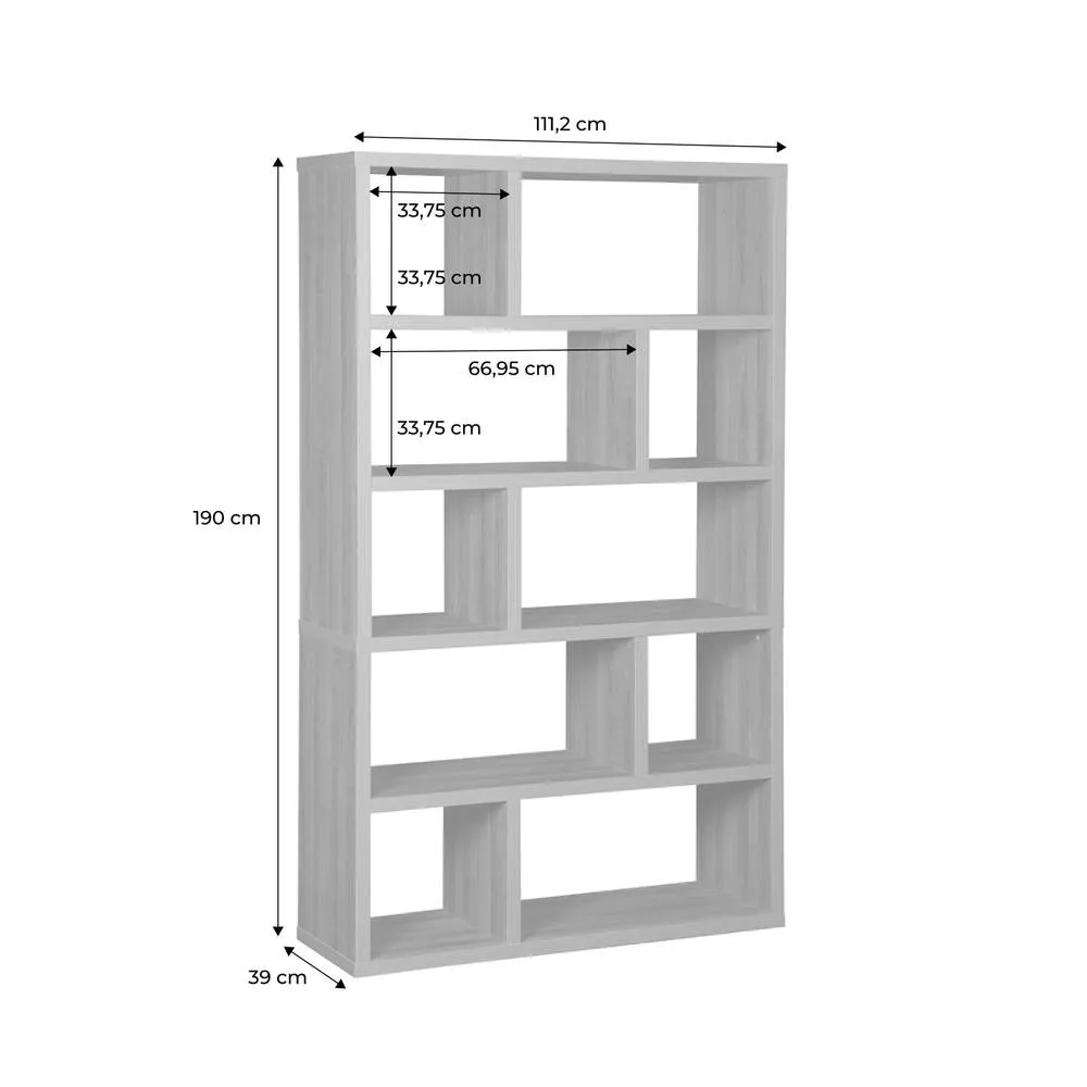 sweeek 5-tier Asymmetrical Bookshelf With 10 Compartments in Brown 6