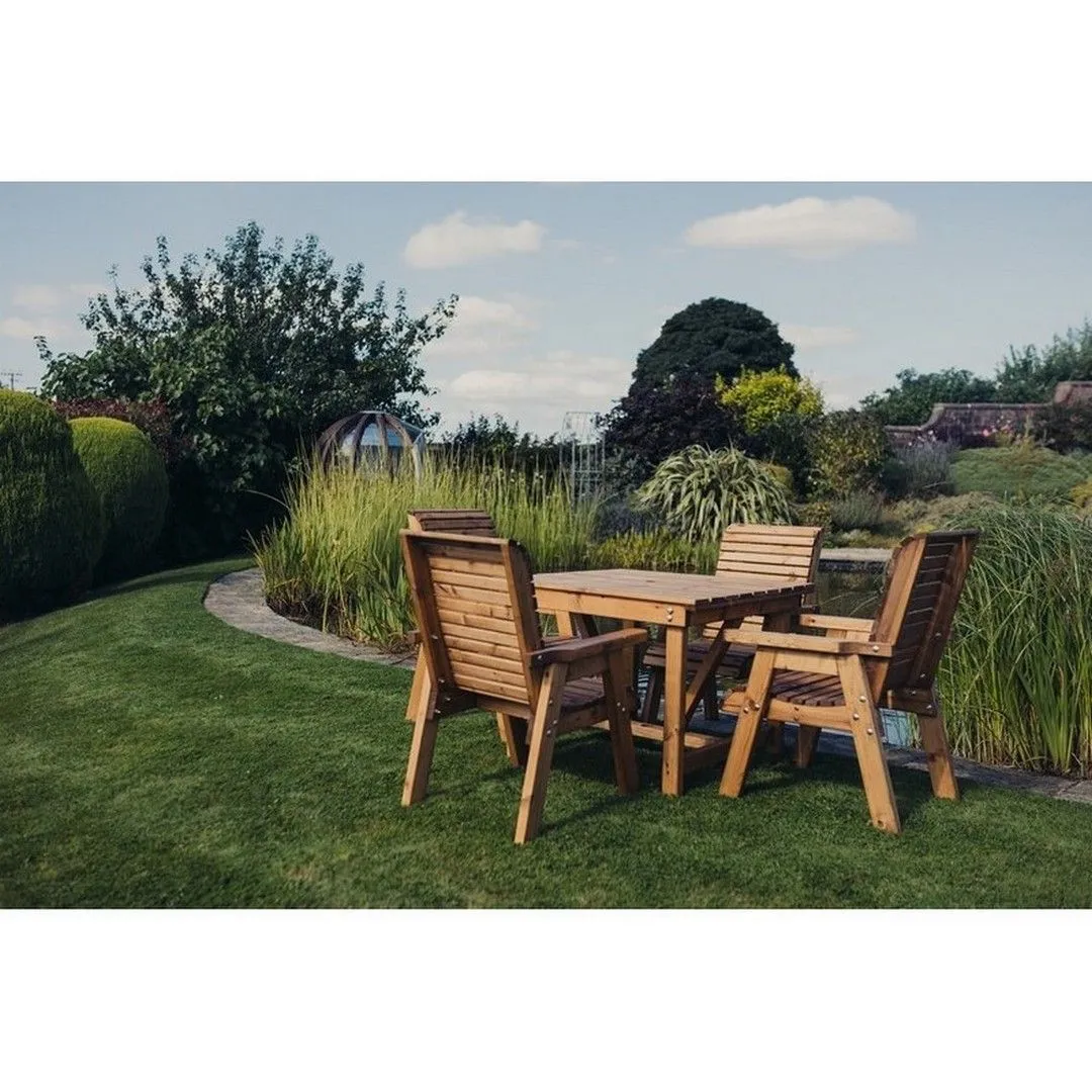 Churnet Valley Garden Furniture Ltd Valley Square 4XC Set - Min. Assembly Required - Set of Cushions Inc in Brown