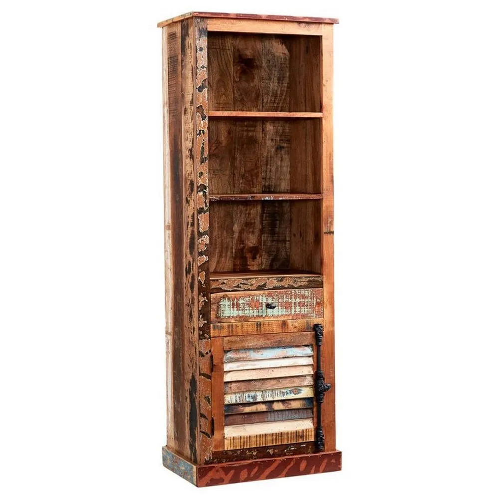 Indian Hub Coastal Narrow Bookcase - Wood - L40 x W60 x H185 cm in Brown