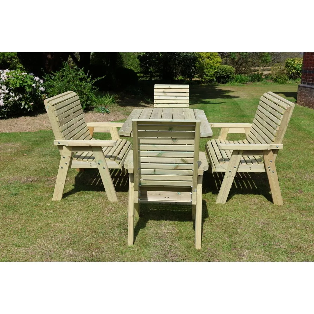 Churnet Valley Garden Furniture Ltd Ergo Dining Set - 1 Table, 2 Bench & 2 Chairs - Min. Assembly Required in Brown 5