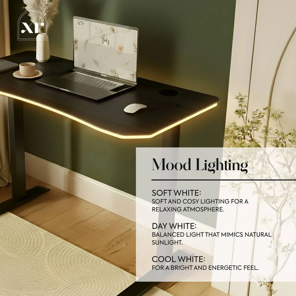 X Rocker Oka RGB LED Office Desk with Wireless Charging in Black 3