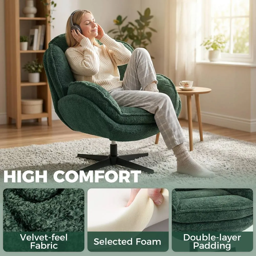 HOMCOM Accent Chair with 360° Swivel for Living Room in Green 6