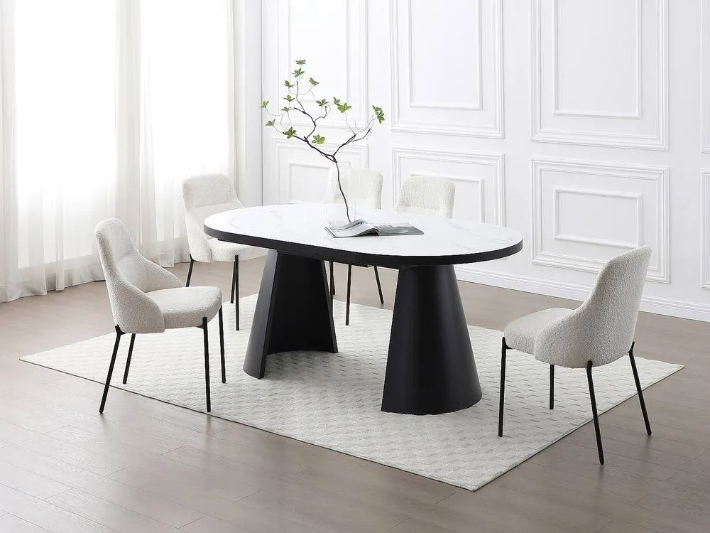 Vente-unique 6 - 10 Seater Extendable Dining Table In MDF & Metal - White and in Black 3