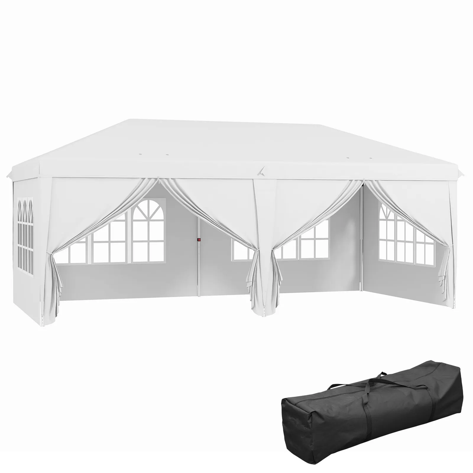 OUTSUNNY 3 x 6 m Pop Up Gazebo with Sides & Windows in White 2
