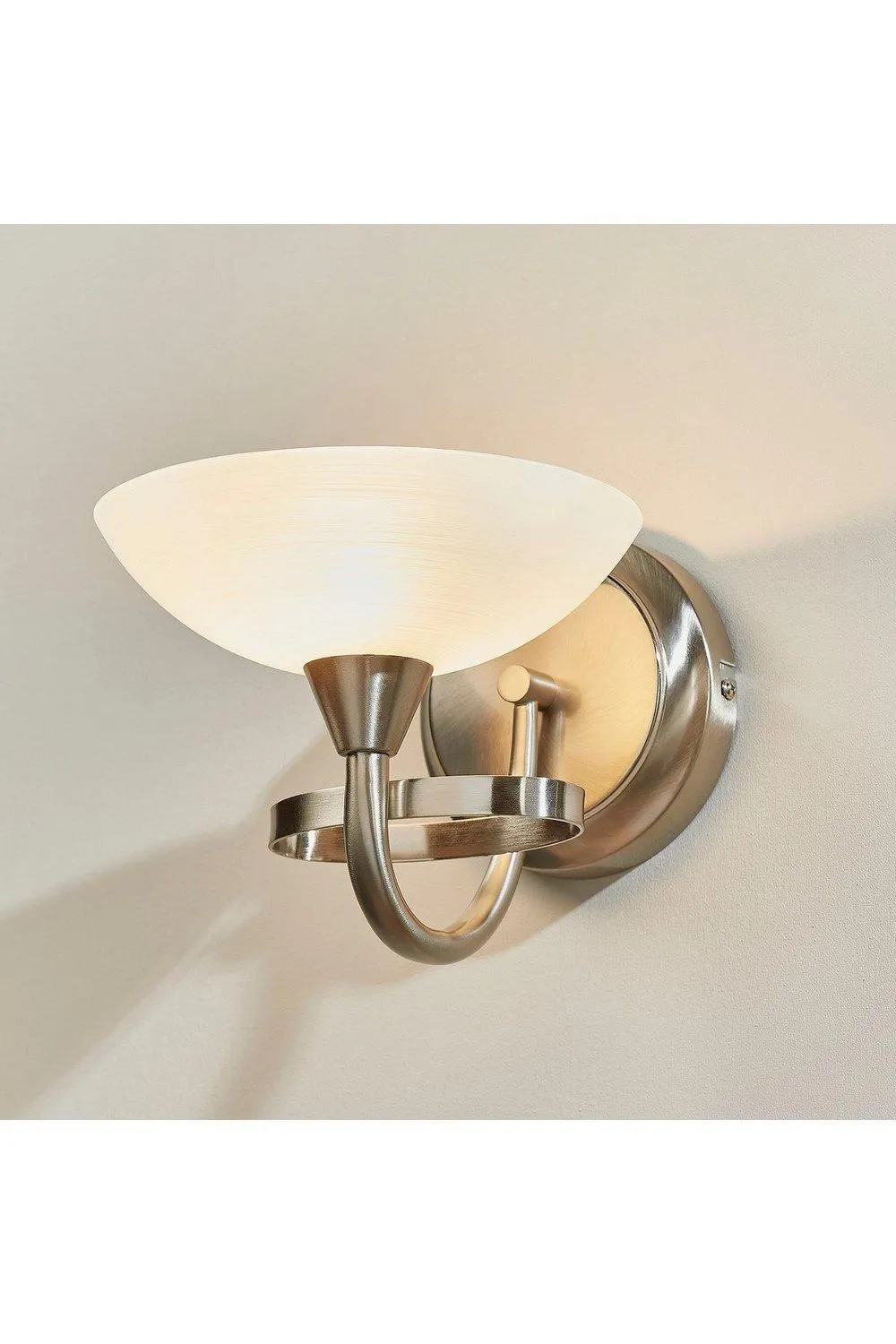Netlighting Cagney 1 Light Wall Light Satin Chrome with White Painted Glass Shade G9 in Grey 2