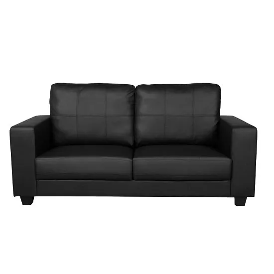 Queensland 3 Seater Sofa In Black Faux Leather