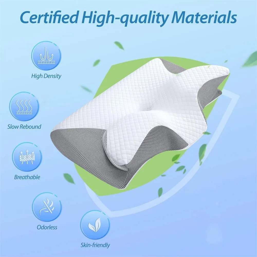 Havendro Ergonomic Memory Foam Pillow for Neck Shoulder Pain Relief in White