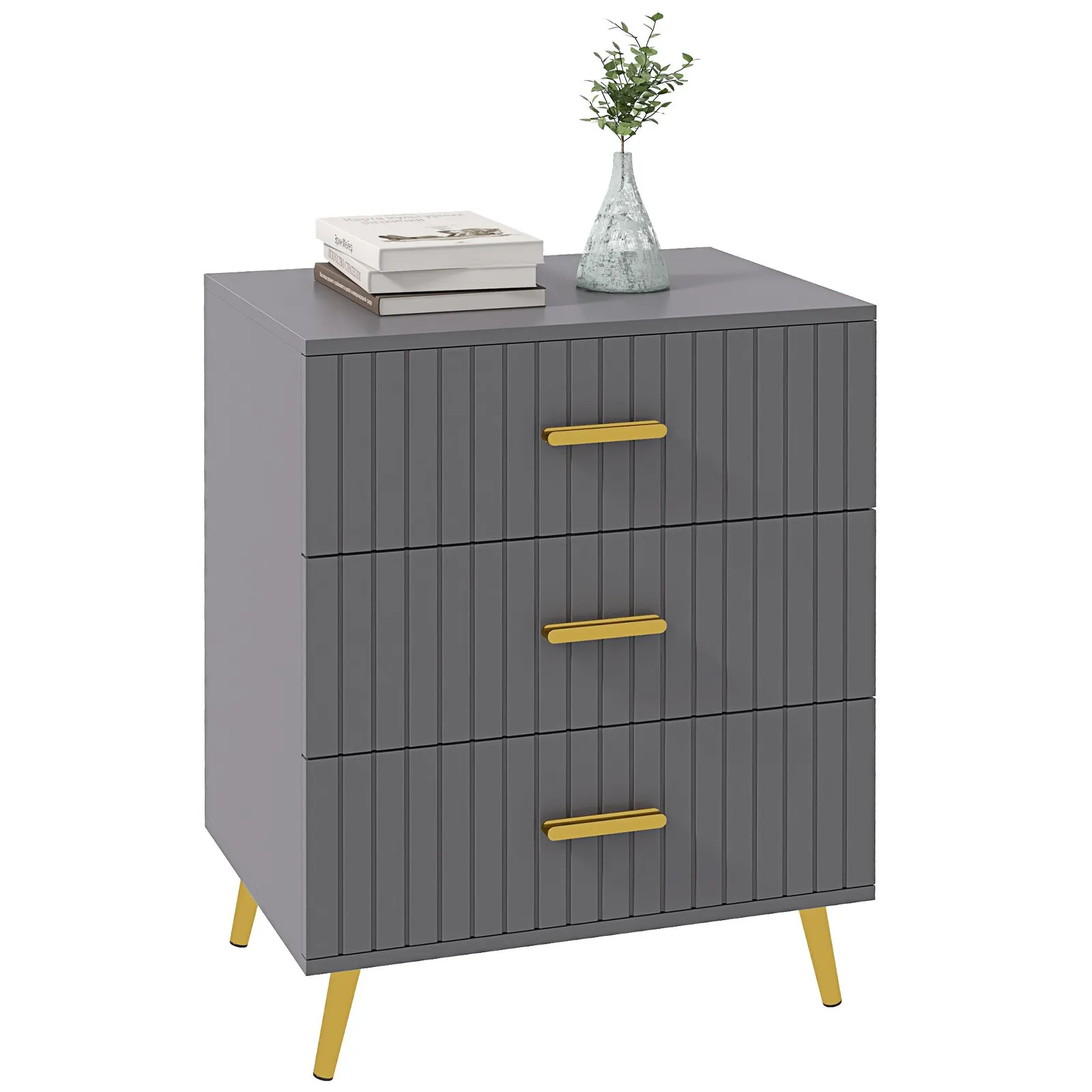 HOMCOM Bedroom Chest of Drawers, Modern Drawer Dresser, Storage Drawer Unit with Aluminium Legs in Dark Grey 2
