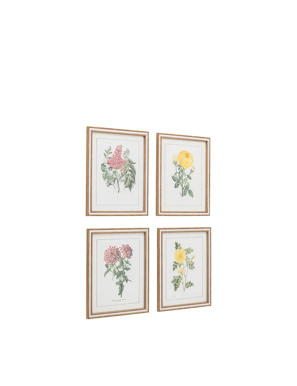 Gallery Direct Set of 4 Floral Framed Art Green Mix