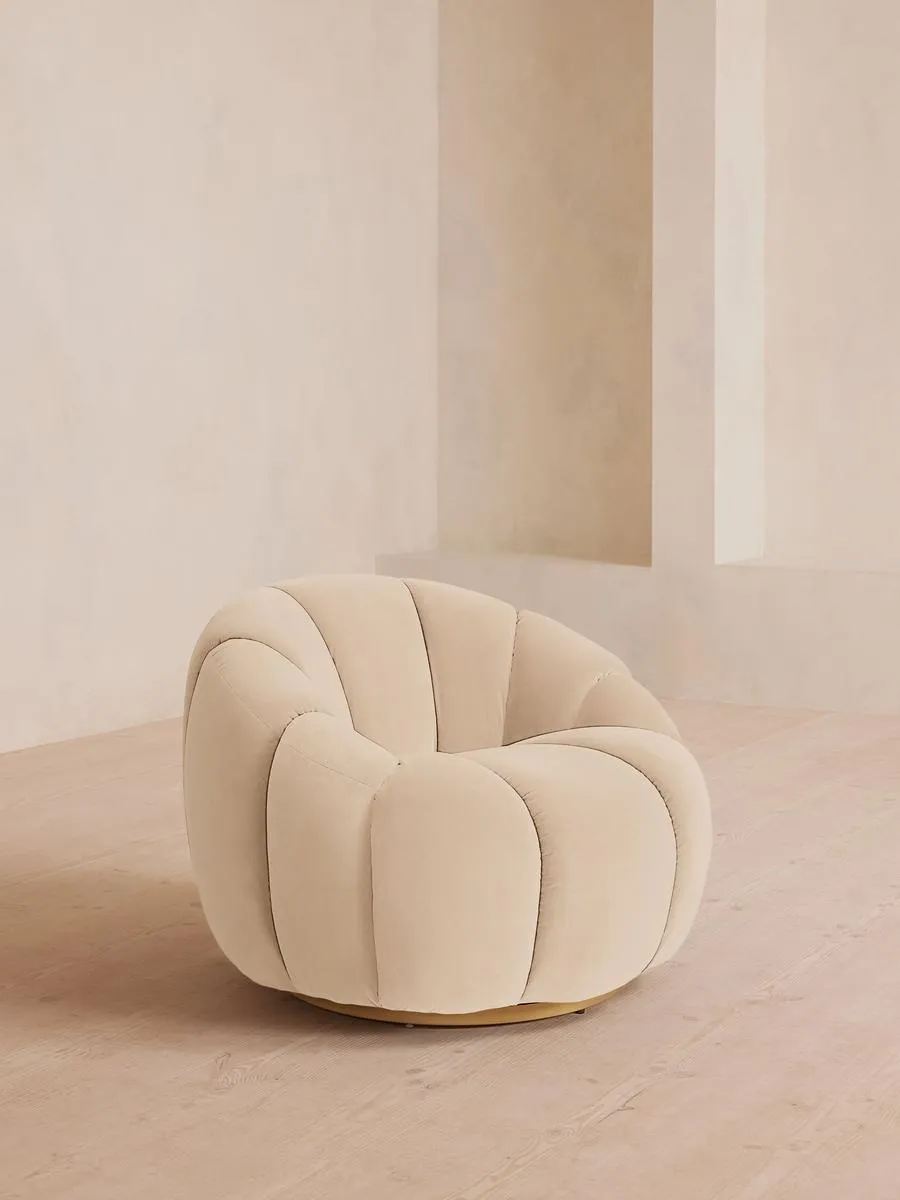 Garret Armchair, Velvet, Porcelain