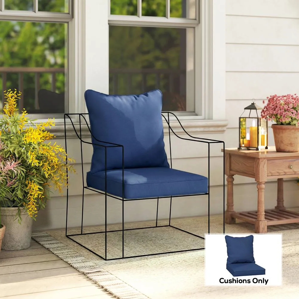 OUTSUNNY Garden Chair Cushion with Seat & Back Pad, CUSHION ONLY in Blue