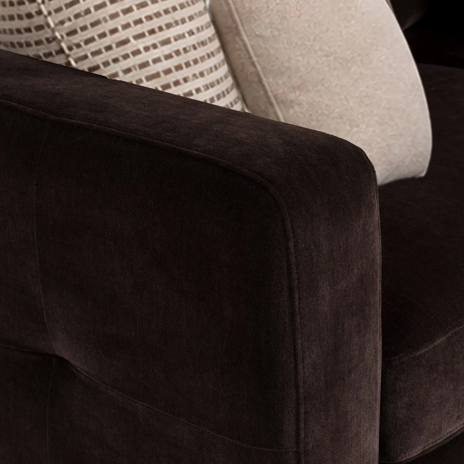 Bosham Large Chaise Corner Sofa Rhf, Brown Fabric | Barker & Stonehouse 3