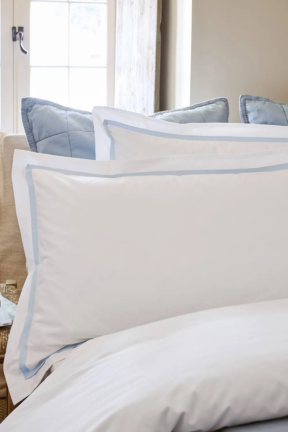 CHRISTY 'Beaumont' Luxury Cotton Percale Hotel Duvet Cover Sets in Pale Blue 4