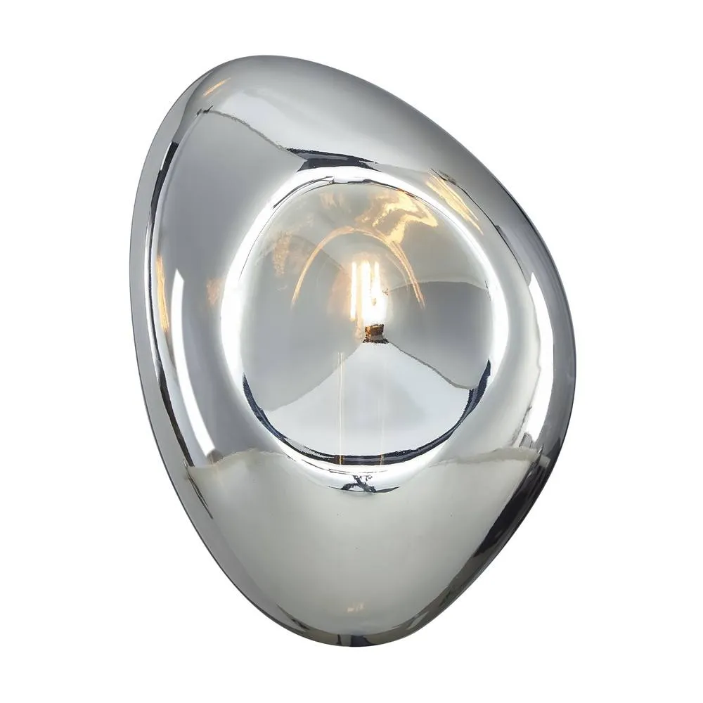 Netlighting Mabell Modern Wall Lamp Chrome Glass Shade in Grey