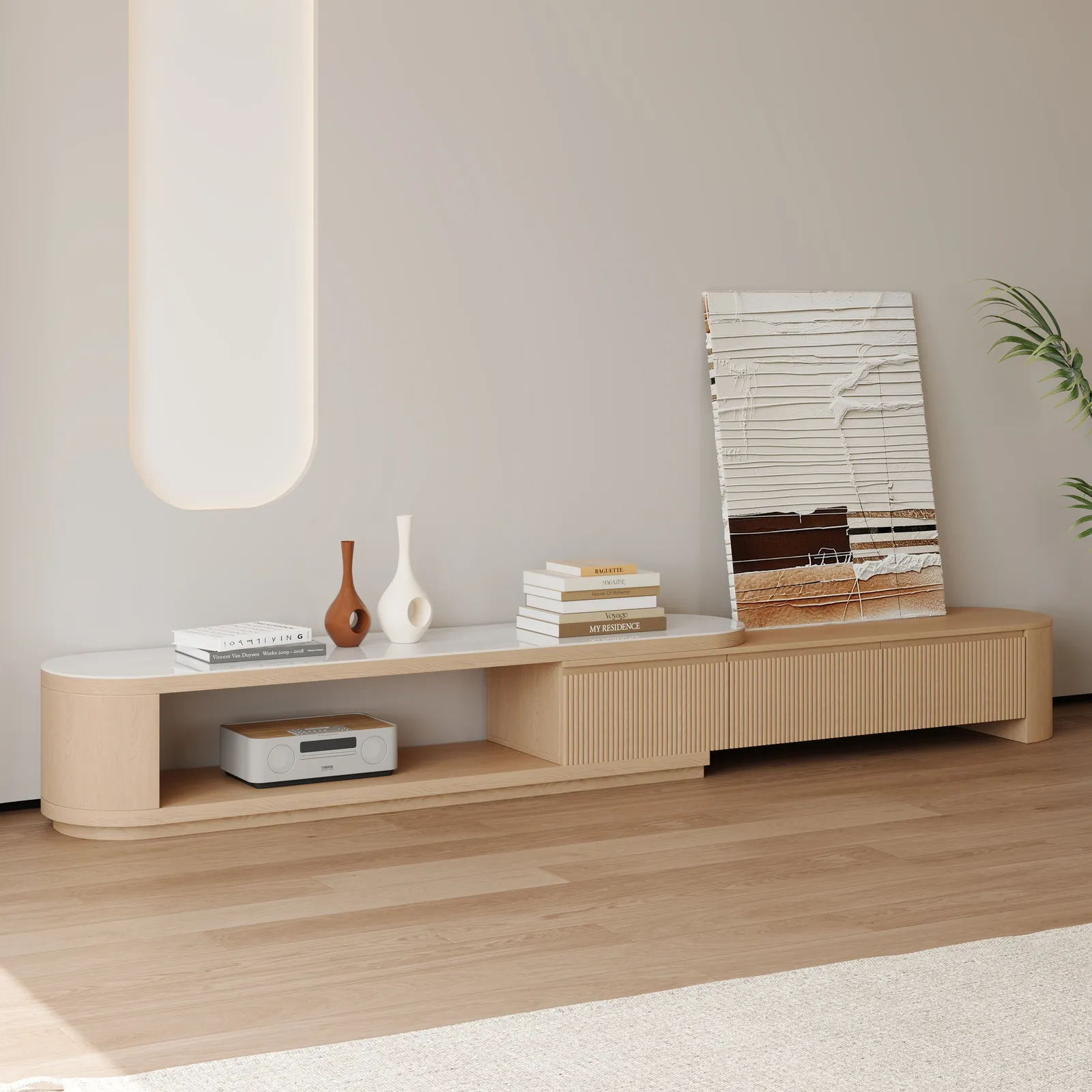 Velar Extendable Sintered Stone Top TV Stand with 3 Drawers (180 - 290 cm)