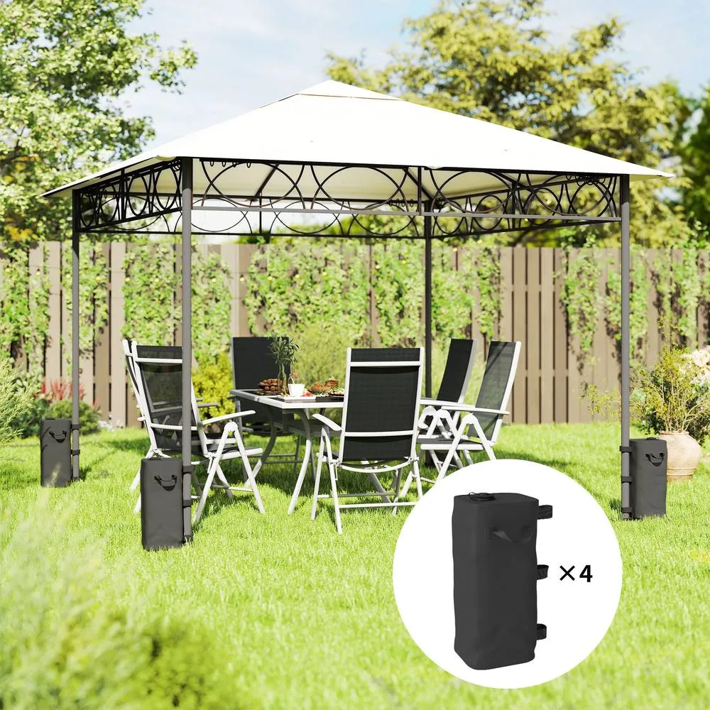 OUTSUNNY Set of 4 Heavy Duty Gazebo Weights Bags, 500D Sand Weights, Black