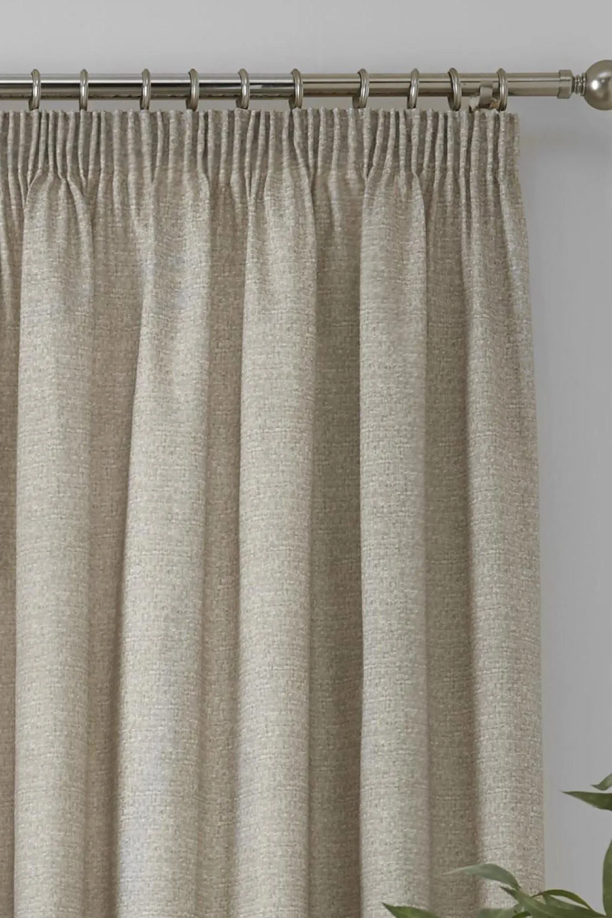 Dreams & Drapes 'Pembrey' Textured Pair of Pencil Pleat Curtains With Tie-Backs in Natural 3