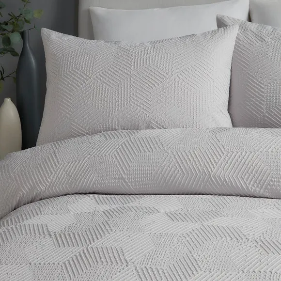 Serene Embossed Geo Duvet Cover & Pillowcase Set 2