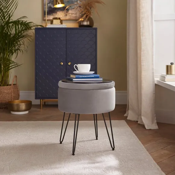 Return - Avery Velvet Storage Footstool 2