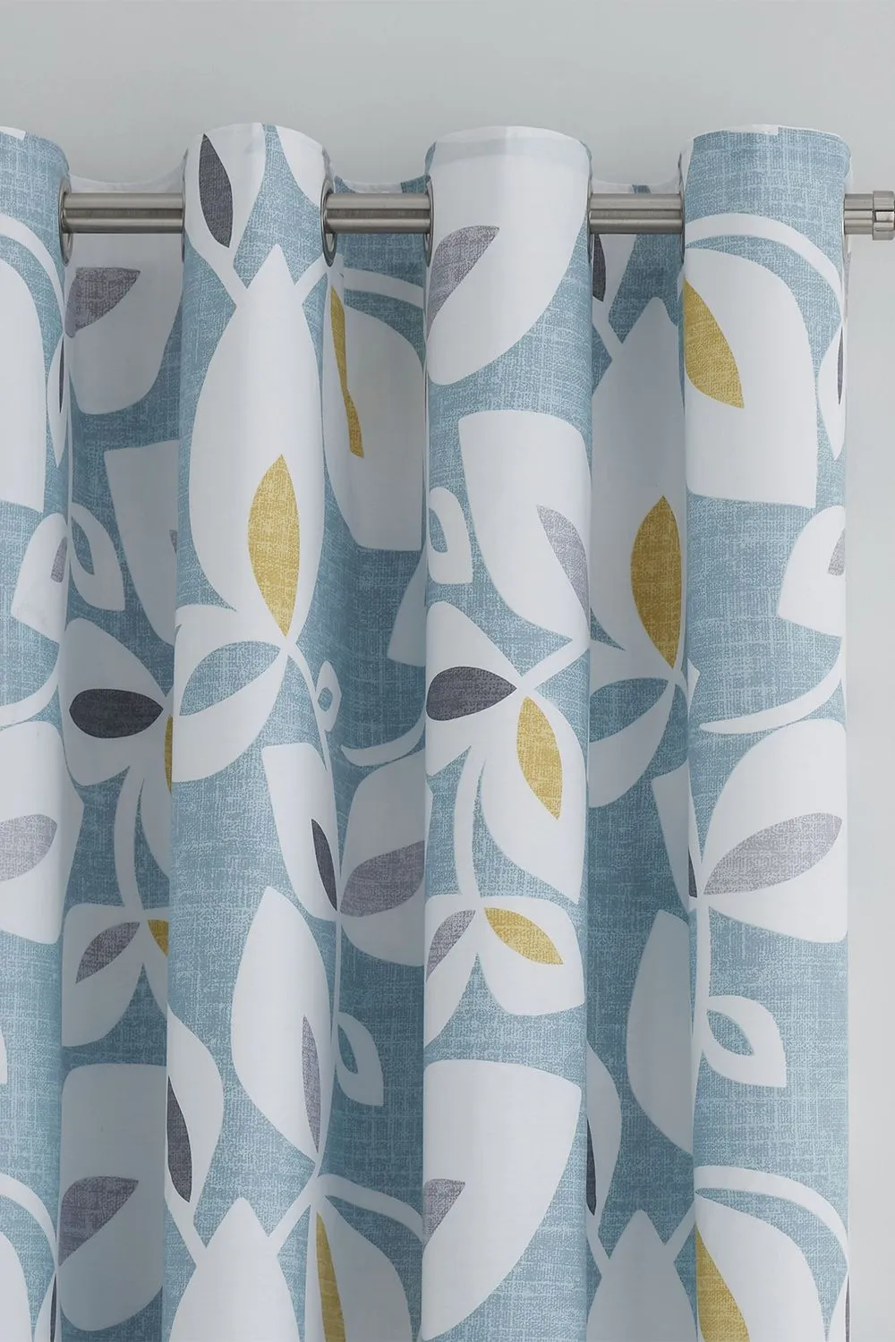 Catherine Lansfield 'Inga Leaf' Lined Eyelet Curtains in Teal 2