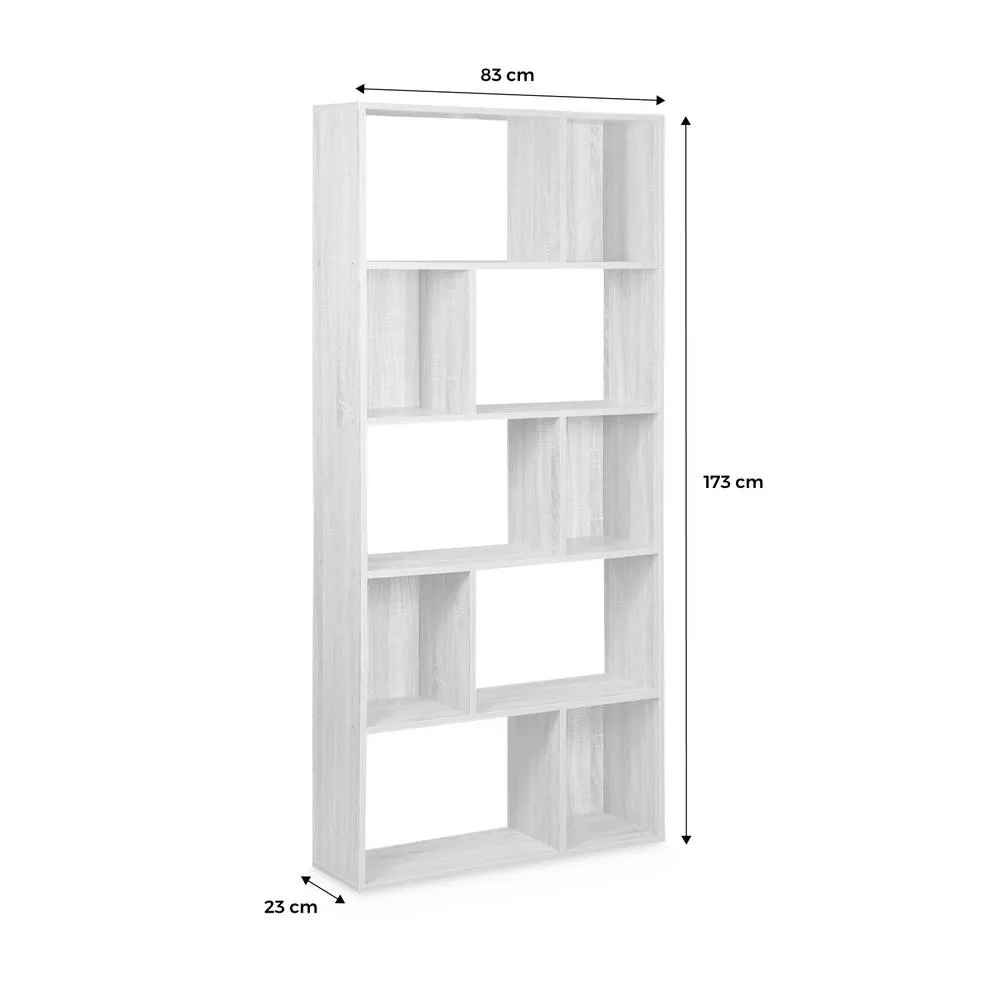 sweeek 5-shelf Bookcase With 10 Compartments in Dark Brown 5