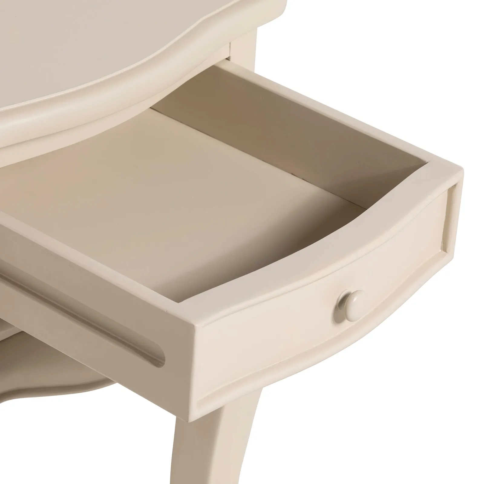 Calista 1 Drawer Curved Leg Bedside Table, White Wood | Barker & Stonehouse 6