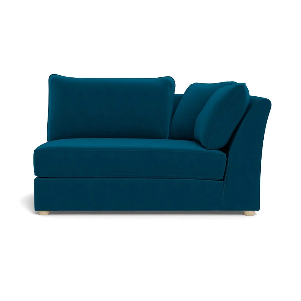 Heal's Tailor Large Curved Right Hand Facing Corner Unit Velvet Teal Natural Feet
