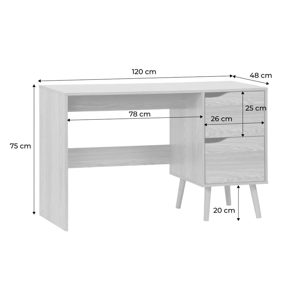sweeek 2-drawer Desk With Vintage Walnut Effect in Light Grey 5