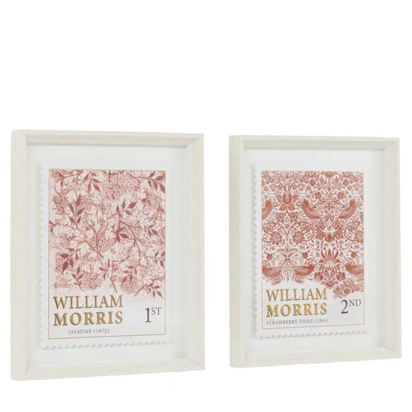 Cedar and Sage Set of 2 William Morris Postage Stamp Red Framed Prints 6