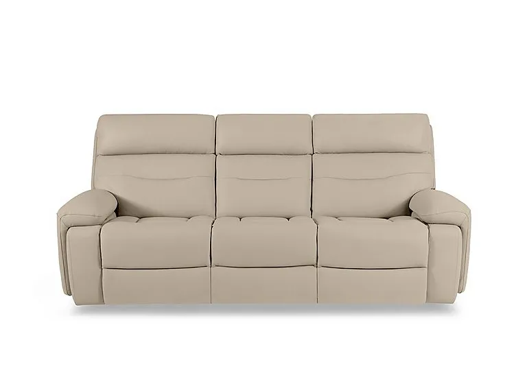 Cinemax Leather 3 Seater 3 Cushion Sofa - Dacota Pebble