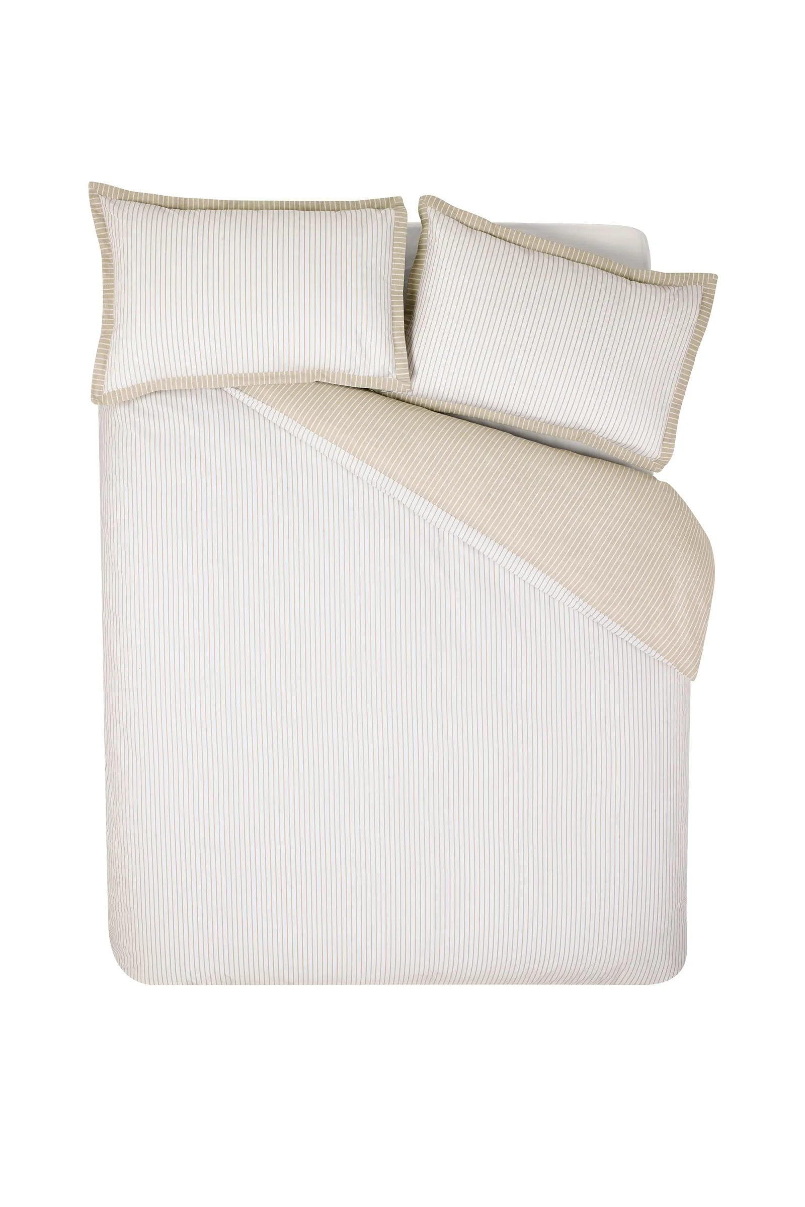 Catherine Lansfield 'Oxford Pinstripe' Reversible Duvet Cover Set in Natural 5