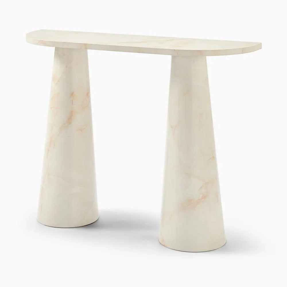 FurnitureboxUK Palma Marble Effect Console Table in Cream 4