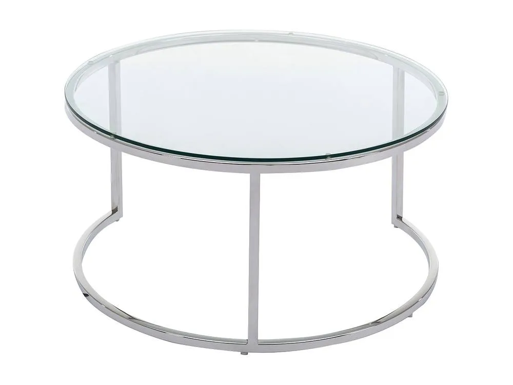 Vente-unique Nesting Coffee Tables In Tempered Glass & Stainless Steel - Silver in Clear 2