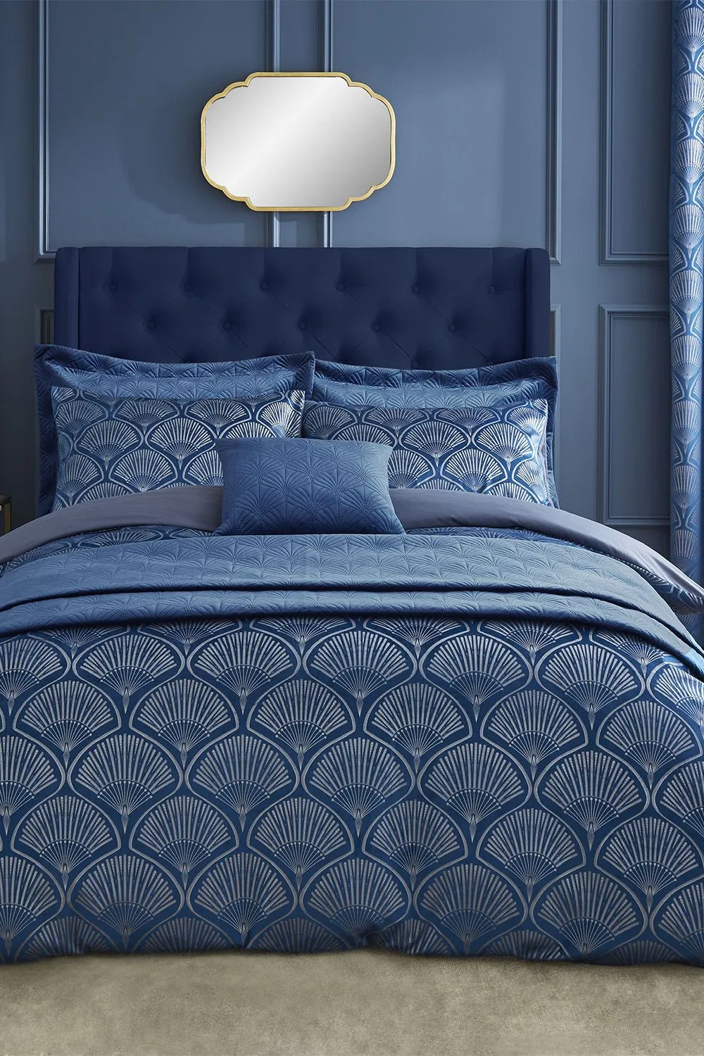 Catherine Lansfield 'Art Deco Pearl' Duvet Set in Navy