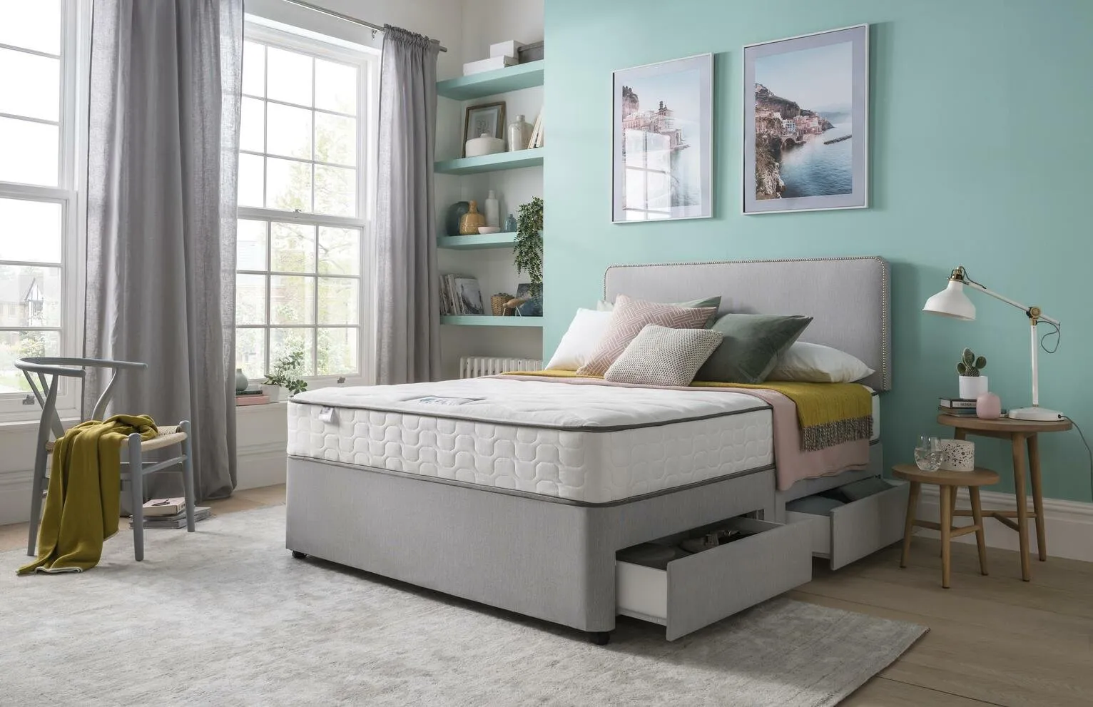 Silentnight Pavia Comfort 4 Drawer Grey Divan - Small Double