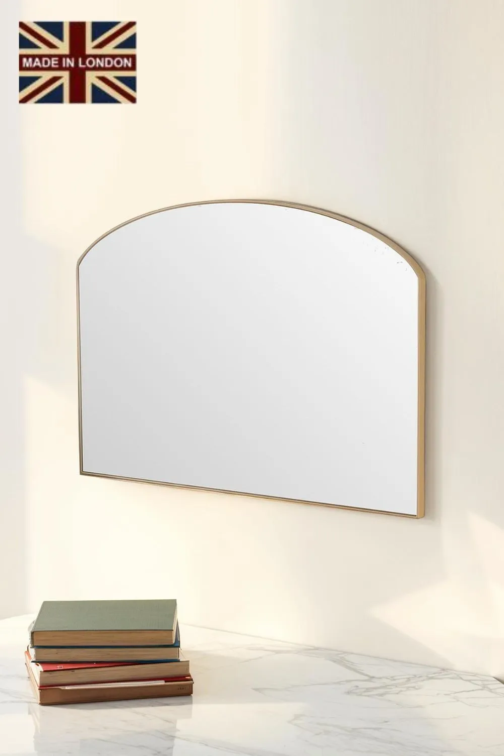 Yearn Mirrors Minimal arched mirror Gold 71(w) x 49cm(h)