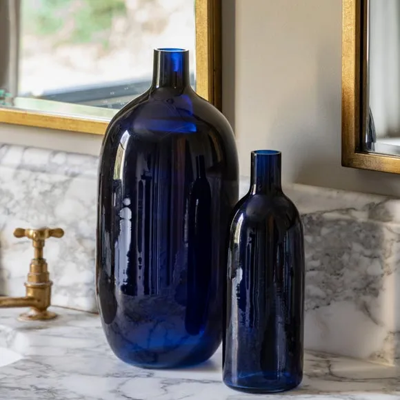 Crossland Grove Bayonne Glass Bottle Vase Ink 275Mm, Blue 3