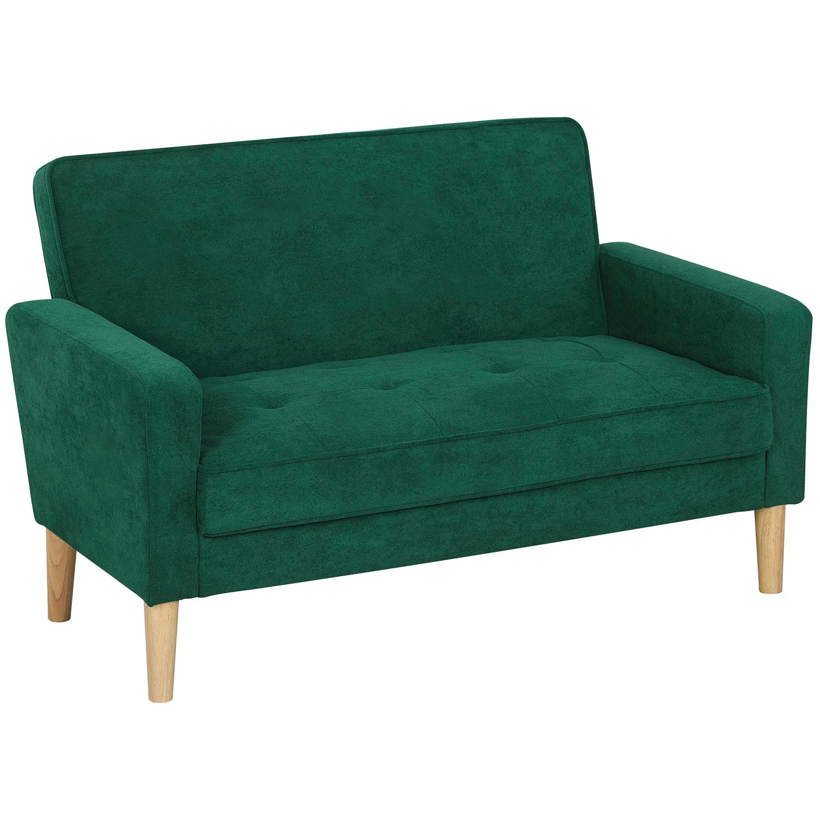 HOMCOM 2 Seater Sofa, Velvet Upholstered Loveseat for Small Space in Green 2