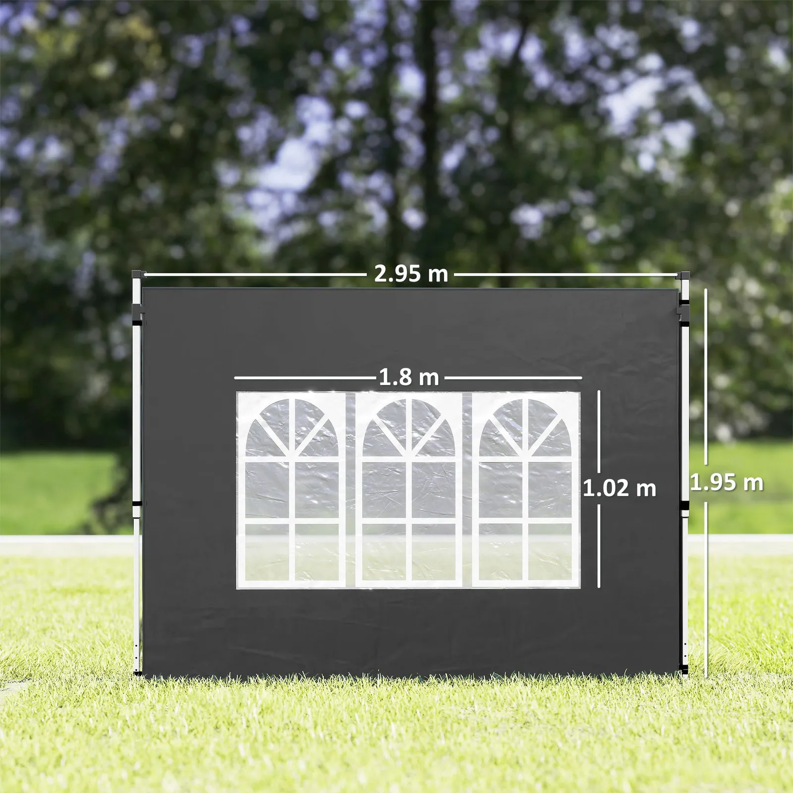 OUTSUNNY Gazebo Side Panels for 3x3(m) or 3x4m Pop Up Gazebo, 2 Pack in Black 3