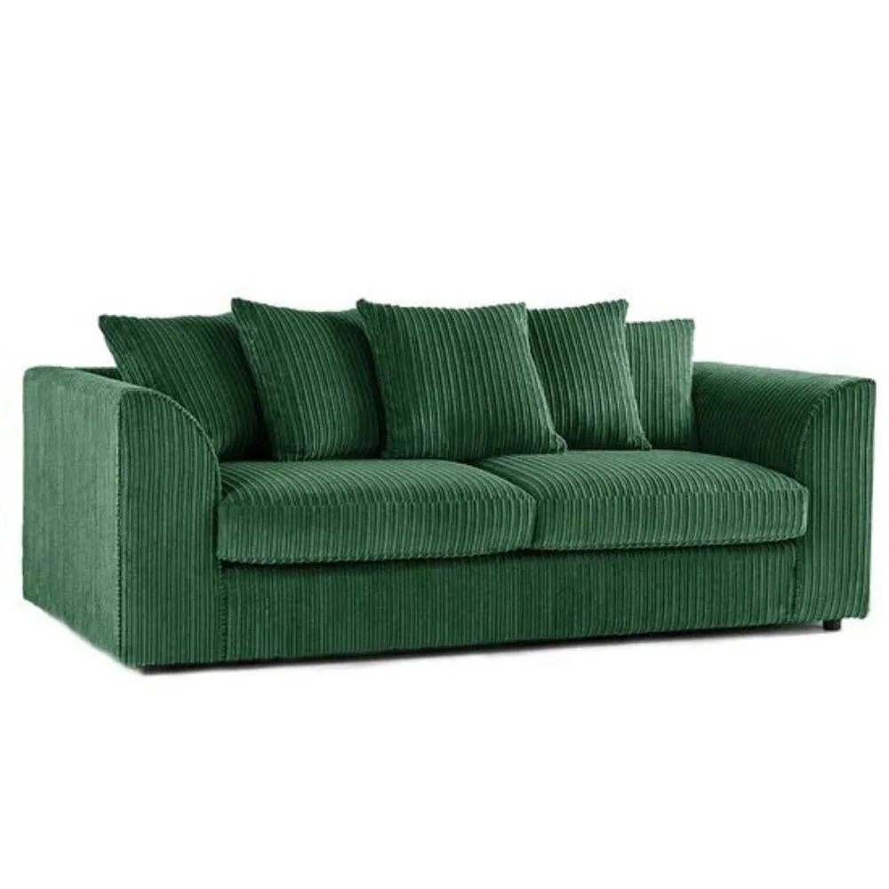 Bliss Furniture 3 Seater Scatter Back Sofa in Green Jumbo Cord Fabric