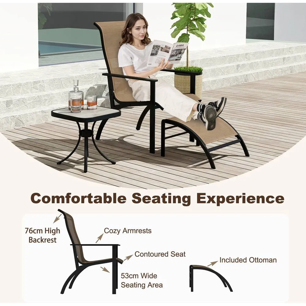 Costway 5 Pieces Adirondack Chair Set with Ottomans & Side Table-Coffee in Brown 6